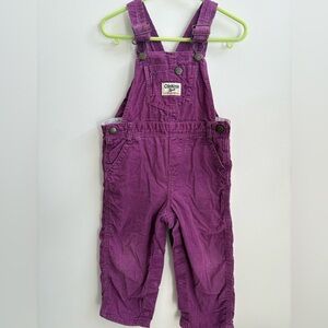 OshKosh B’gosh 24M Purple Corduroy Overalls Toddler Easter Spring